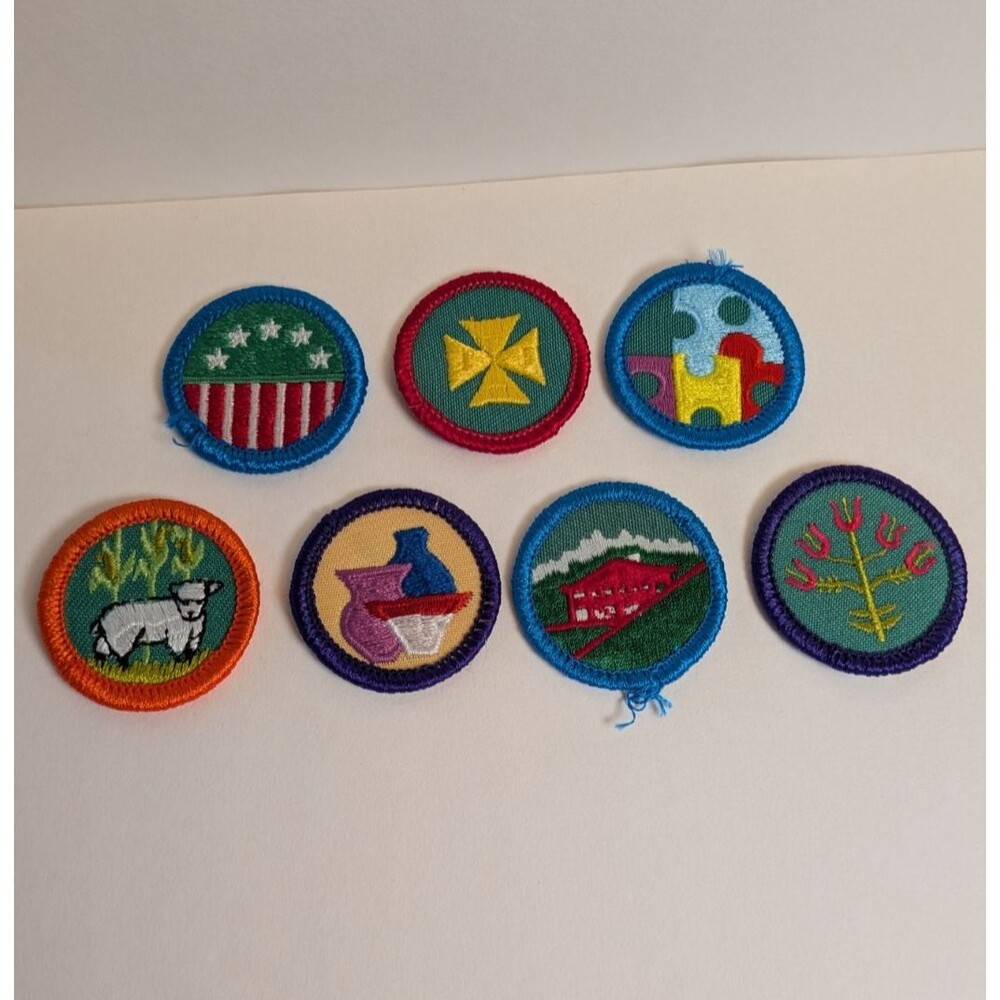 Vtg 1990's Girl Scouts Junior SCOUTING IN THE USA Merit Patch Badge Lot of 7